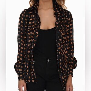 Just Cavalli by Roberto Cavalli Polka Dot Ruffled Silk Blouse Sz L (10/12) It 46